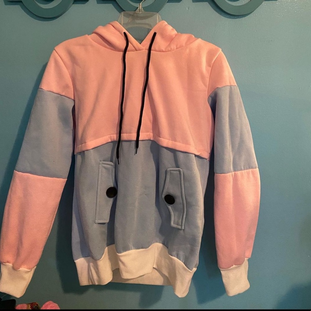 baby blue and baby pink sweatshirt